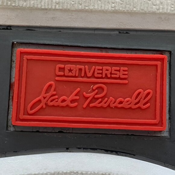 Converse Jack Purcell Lo Cut Lace Up Canvas Sneakers Cork Insoles Blk Wht 9.5M - Picture 6 of 11